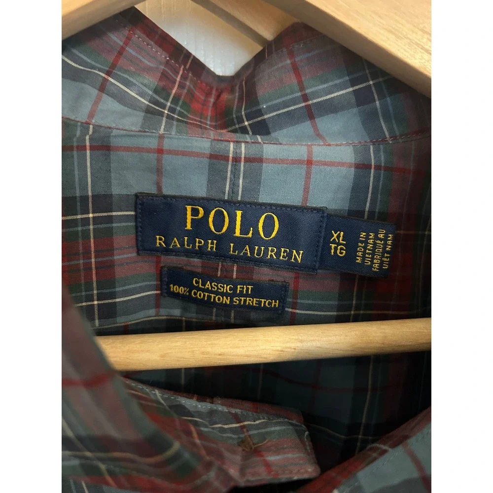Polo Ralph Lauren Mens XL Classic‎ Fit Cotton Stretch Plaid Button Down Shirt